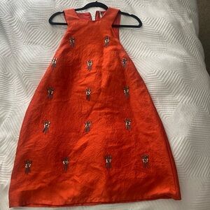 Topshop beaded orange midi evening dress